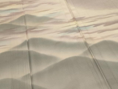平和屋着物＊夏物　訪問着　縦絽　遠山風景文　暈し染め　正絹　逸品　AABK4097jd