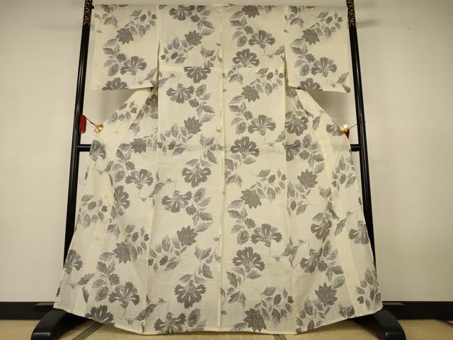 平和屋着物＊夏物　本場小千谷ちぢみ　草花文　麻　逸品　AABK4100jd