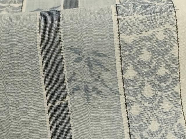 平和屋着物＊夏物　本場小千谷ちぢみ　吉祥間道　証紙付き　麻　逸品　AABK4102jd