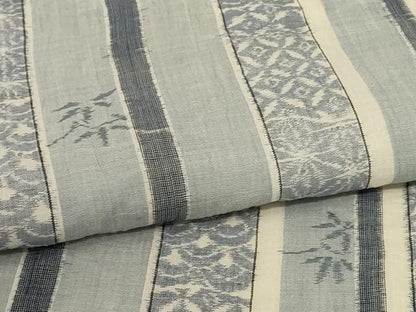 平和屋着物＊夏物　本場小千谷ちぢみ　吉祥間道　証紙付き　麻　逸品　AABK4102jd