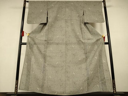 平和屋着物＊夏物　結城紬　夏結城　枝花文　反端付き　正絹　逸品　AABK4103jd