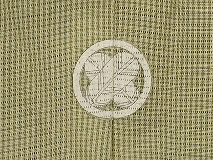 平和屋着物＊夏物　伝統工芸師　服部光擴　江戸小紋　絽　万筋　緑色×白色　反端付き　正絹　逸品　AABK4105jd