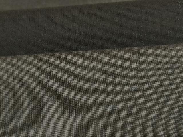 平和屋着物＊夏物　小紋　紗　笹文　黒地　正絹　逸品　AABK4110jd