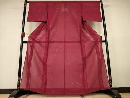 平和屋着物＊夏物　小紋　紗　草花文　正絹　逸品　AABK4112jd