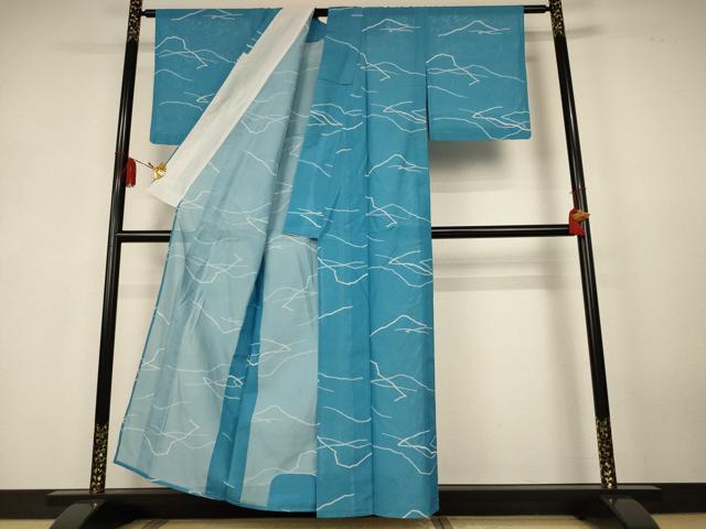 平和屋着物＊夏物　小紋　絽　流水文　洗える着物　AABK4114jd