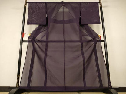 平和屋着物＊夏物　色無地　絽　黒紅色　正絹　逸品　AABK4115jd