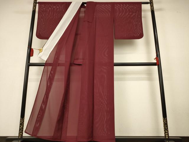 平和屋着物＊夏物　色無地　絽　葡萄茶色　正絹　逸品　AABK4118jd