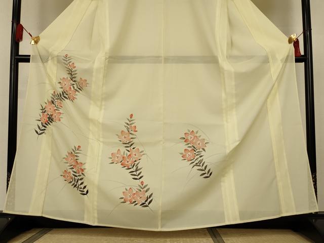平和屋着物＊夏物　訪問着　絽　手描き　草花文　洗える着物　AABK4119jd