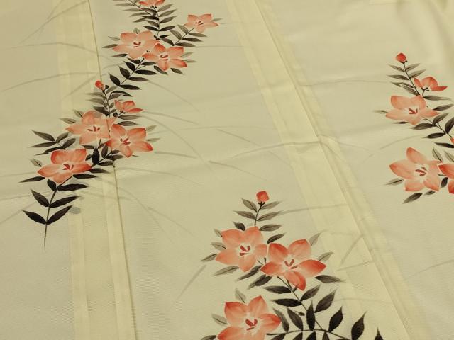 平和屋着物＊夏物　訪問着　絽　手描き　草花文　洗える着物　AABK4119jd