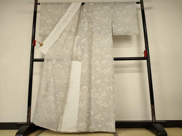 平和屋着物＊夏物　小紋　紗　花唐草文　洗える着物　AABK4123jd