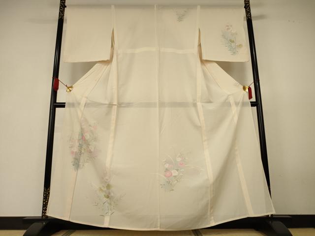 平和屋着物＊夏物　訪問着　絽　草花文　暈し染め　正絹　逸品　AABK4126jd