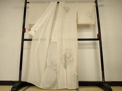 平和屋着物＊夏物　訪問着　絽　草花文　暈し染め　正絹　逸品　AABK4126jd