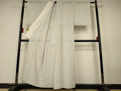 平和屋着物＊夏物　銀座きしや　小紋　絽　縞　反端付き　正絹　逸品　AABK4128jd