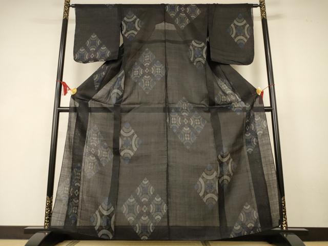 平和屋着物＊夏物　重要無形文化財　本場宮古上布　花菱文　苧麻　逸品　AABK4129jd