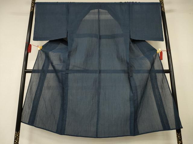 平和屋着物＊夏物　男性　本場小千谷ちぢみ　褐返色　反端付き　麻　逸品　未使用　AABK4132jd