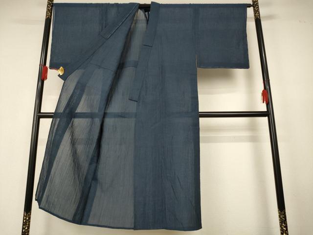 平和屋着物＊夏物　男性　本場小千谷ちぢみ　褐返色　反端付き　麻　逸品　未使用　AABK4132jd