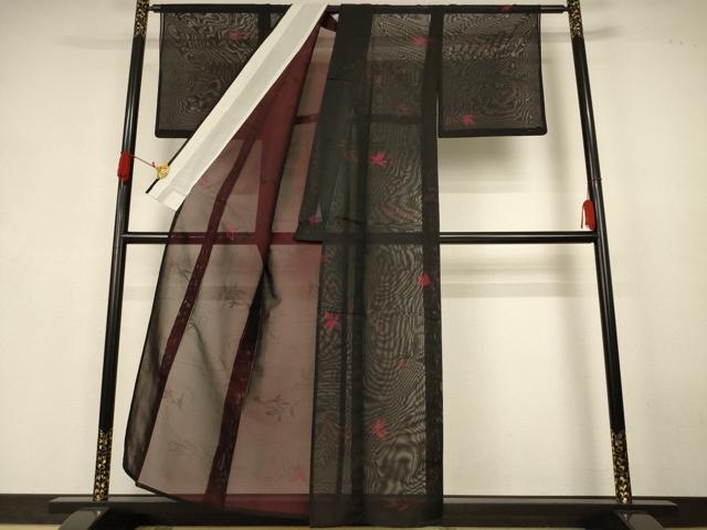 平和屋着物＊夏物　小紋　紗　草花文　正絹　逸品　AABK4134jd