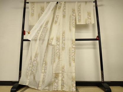 平和屋着物＊夏物　小紋　絽　草花間道　洗える着物　AABK4138jd