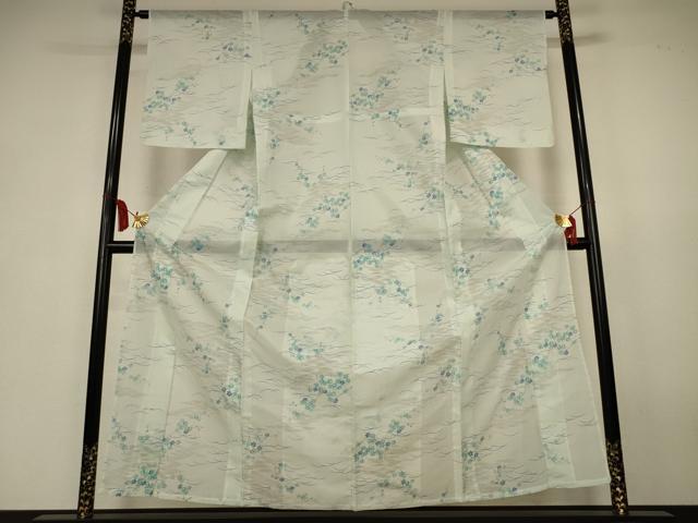 平和屋着物＊夏物　小紋　絽　芝葉文　洗える着物　AABK4141jd