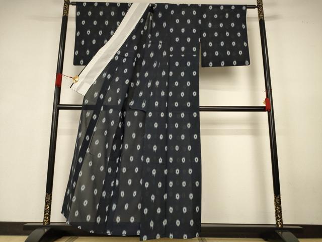 平和屋着物＊夏物　小紋　紗紬　幾何学文様　正絹　逸品　AABK4143jd