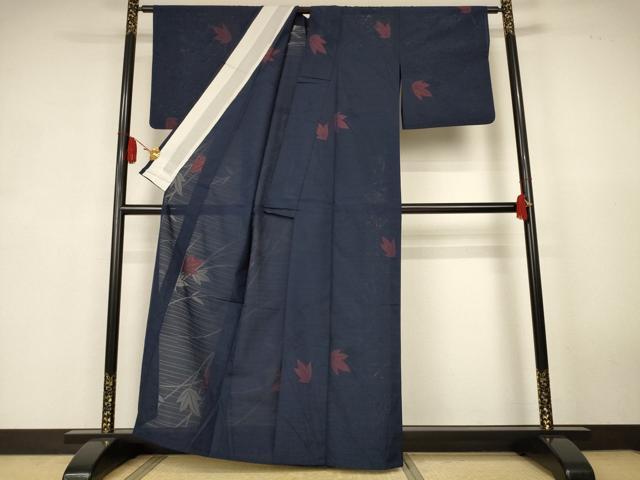 平和屋着物＊夏物　小紋　草葉紋紗　正絹　逸品　AABK4150jd