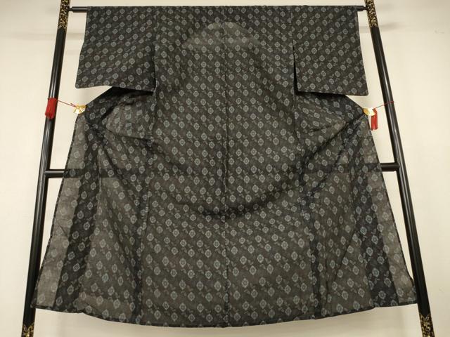平和屋着物＊夏物　紗紬　花菱文　正絹　逸品　AABK4151jd