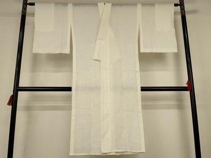 平和屋着物＊夏物　長襦袢　流水紋紗　生成り色　小千谷織物　証紙付き　麻　逸品　AABK4157jd