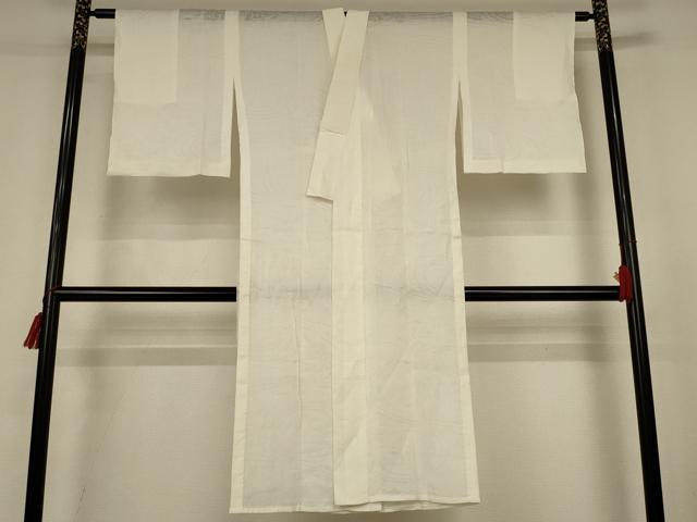 平和屋着物＊夏物　長襦袢　流水紋紗　生成り色　小千谷織物　証紙付き　麻　逸品　AABK4157jd