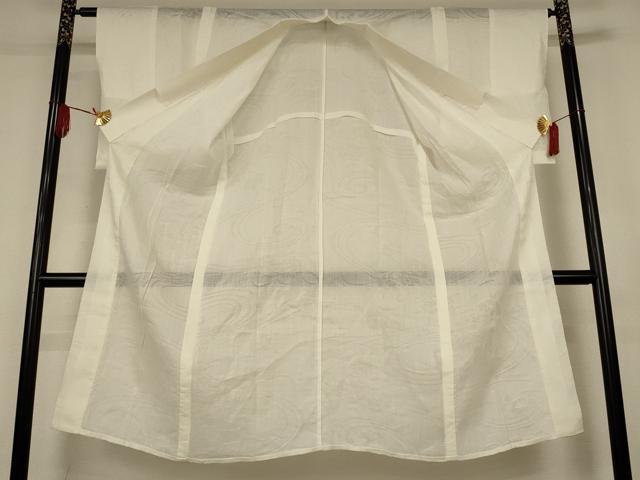 平和屋着物＊夏物　長襦袢　流水紋紗　生成り色　小千谷織物　証紙付き　麻　逸品　AABK4157jd