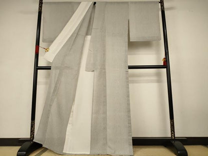 平和屋着物＊夏物　結城紬　夏結城　100亀甲　間道　正絹　逸品　AABK4158jd