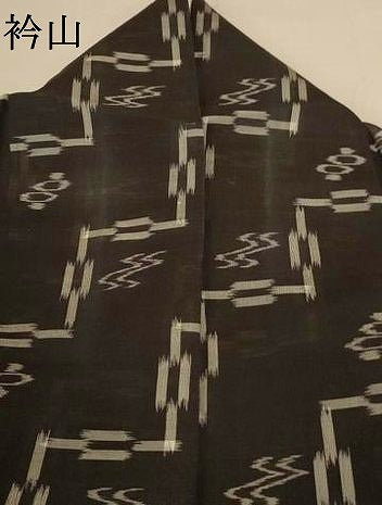 平和屋着物＊夏物　本場琉球絣　夏琉球　黒地　正絹　逸品　AABK4159jd