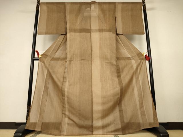 平和屋着物＊夏物　紗紬　夏柿泥　越後おぐに「くるまや」工房　小千谷織物　証紙付き　正絹　逸品　AABK4160jd