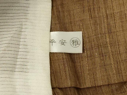 平和屋着物＊夏物　紗紬　夏柿泥　越後おぐに「くるまや」工房　小千谷織物　証紙付き　正絹　逸品　AABK4160jd