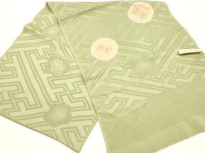 平和屋本店▼和装小物　帯揚げ　刺繍　絞り　花丸文　逸品　未使用　AABK4161ay