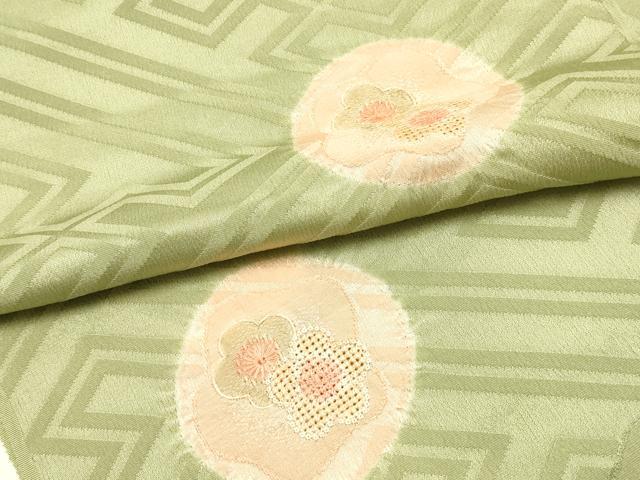 平和屋本店▼和装小物　帯揚げ　刺繍　絞り　花丸文　逸品　未使用　AABK4161ay