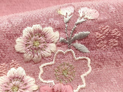 平和屋本店▼和装小物　帯揚げ　刺繍　花柄　金糸　暈し染め　正絹　逸品　未使用　AABK4162ay