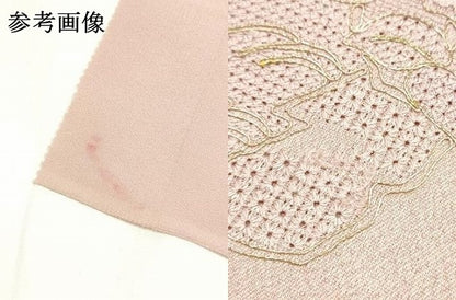 平和屋本店▼和装小物　帯揚げ　中国三大刺繍 汕頭刺繍 スワトウ刺繍　草花文　金糸　暈し染め　正絹　逸品　未使用　AABK4170ay