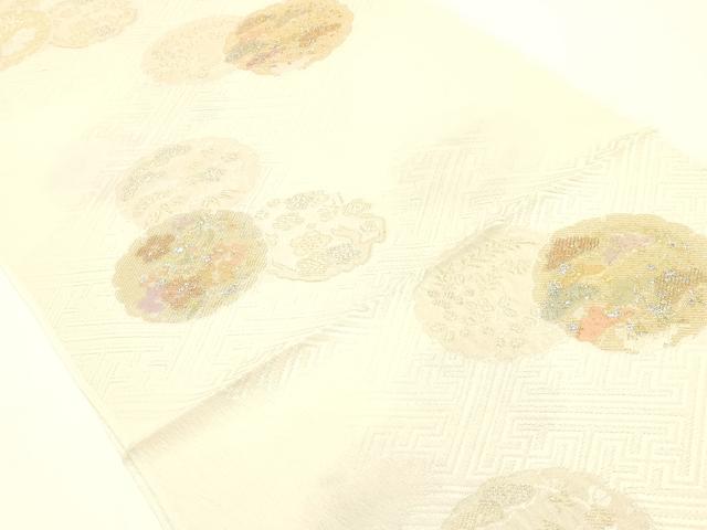 平和屋本店▼和装小物　帯揚げ　雪輪花文　地紋起こし　金銀糸　金銀彩　丹後ちりめん　正絹　逸品　AABK4172ay