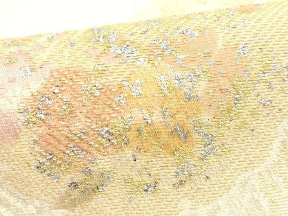 平和屋本店▼和装小物　帯揚げ　雪輪花文　地紋起こし　金銀糸　金銀彩　丹後ちりめん　正絹　逸品　AABK4172ay