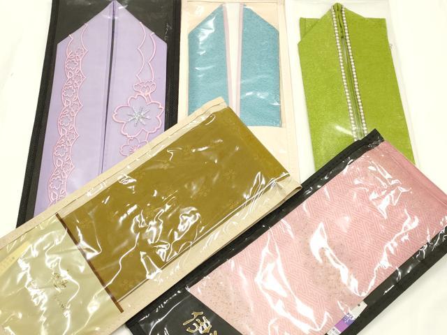 平和屋着物▼和装小物　重ね衿・伊達衿　まとめて5点　刺繍　スパンコール　金糸　暈し染め　逸品　AABK4190ay