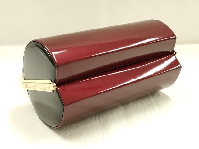 平和屋着物▼和装小物　和装バッグ・草履セット　ハンドバッグ　振袖用　エナメル　赤×黒　Mサイズ　逸品　AABK4195ay