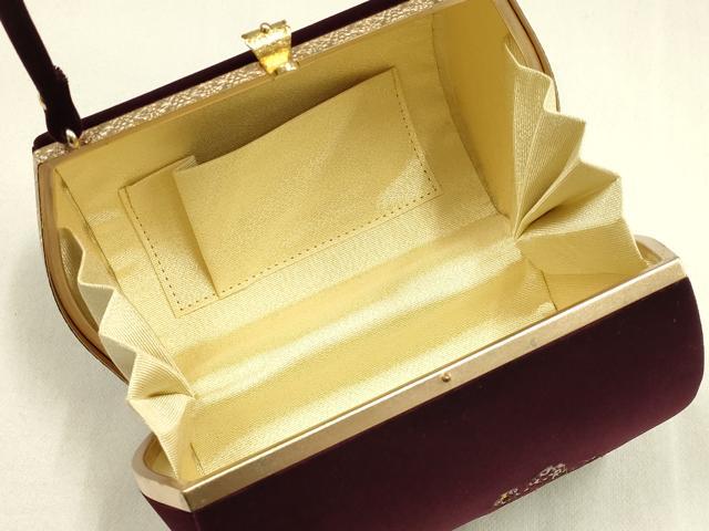 平和屋着物▼和装小物　和装バッグ・草履セット　ハンドバッグ　刺繍　花柄　鹿の子　金糸　逸品　AABK4196ay