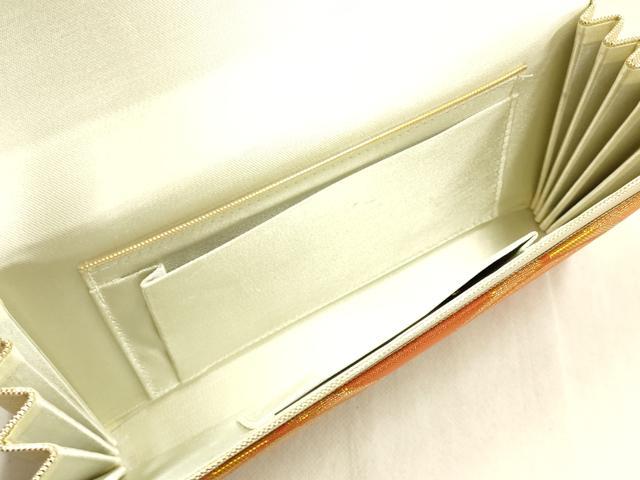 平和屋着物▼和装小物　和装バッグ・草履セット　佐賀錦　クラッチバッグ　青海波　金糸　逸品　AABK4203ay