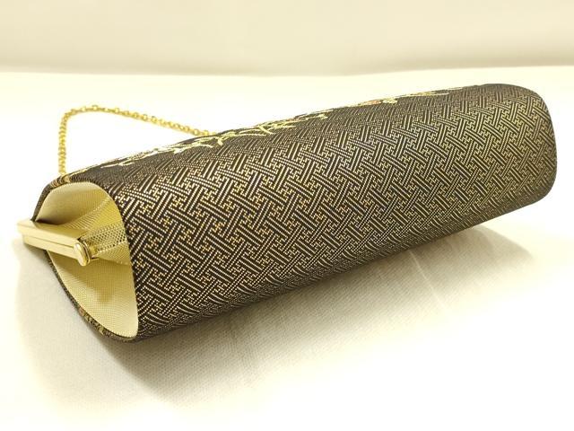 平和屋着物▼和装小物　和装バッグ・草履セット　ハンドバッグ　チェーンバッグ　クラッチバッグ　更紗花文　金糸　逸品　AABK4207ay