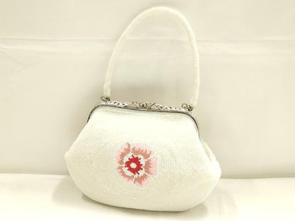 平和屋着物▼和装小物　和装バッグ・草履セット　ビーズ　ハンドバッグ　花柄　逸品　AABK4214ay