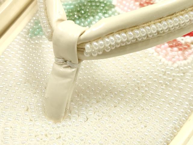 平和屋着物▼和装小物　和装バッグ・草履セット　ビーズ　ハンドバッグ　花柄　逸品　AABK4214ay