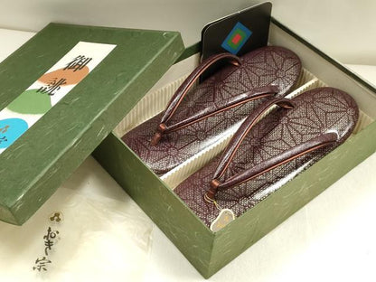 平和屋着物▼和装小物　和装草履　おき宗　麻の葉模様　共箱付き　逸品　未使用　AABK4224ay