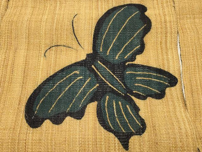 平和屋本店●古代原始布　科布　和装小物　暖簾　染色作家 菅原匠　藍染　蕨に揚羽蝶　間仕切り　上代48万　逸品　未使用　AABK4233ay