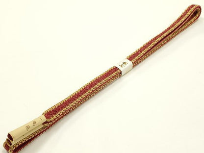 平和屋着物▼一竜苑　和装小物　上質な帯締め　平組　金糸　正絹　逸品　未使用　AABK4246ay
