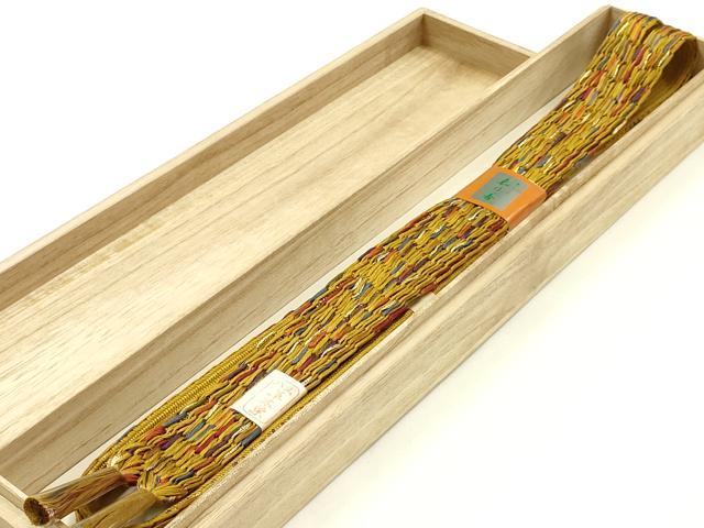 平和屋着物●和装小物　上質な帯締め　平組　八丈草木染　金糸　えり善扱い　木箱付き　正絹　逸品　未使用　AABK4247ay